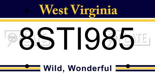 8STI985 West Virginia License Plate