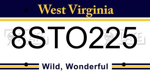 8STO225 West Virginia License Plate