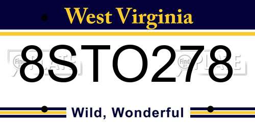 8STO278 West Virginia License Plate