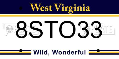 8STO33 West Virginia License Plate