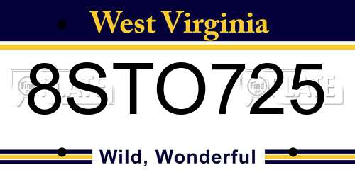 8STO725 West Virginia License Plate