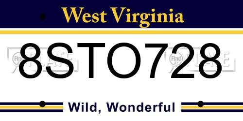 8STO728 West Virginia License Plate