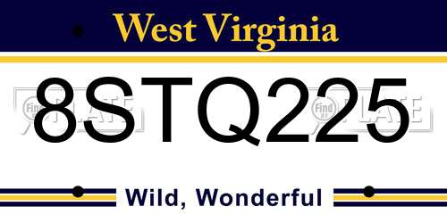 8STQ225 West Virginia License Plate