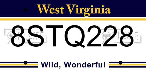 8STQ228 West Virginia License Plate