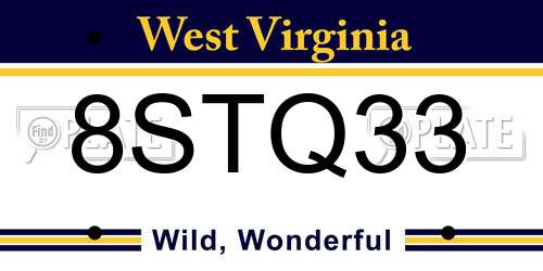 8STQ33 West Virginia License Plate