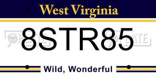 8STR85 West Virginia License Plate