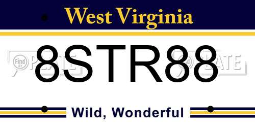 8STR88 West Virginia License Plate
