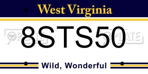 8STS50 West Virginia License Plate