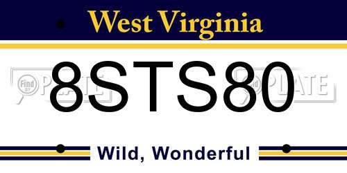 8STS80 West Virginia License Plate