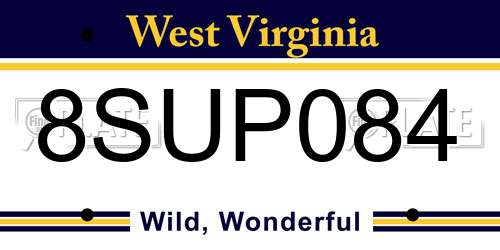 8SUP084 West Virginia License Plate