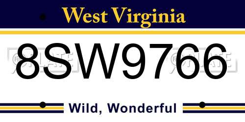 8SW9766 West Virginia License Plate