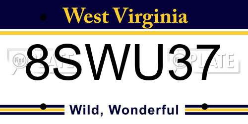 8SWU37 West Virginia License Plate