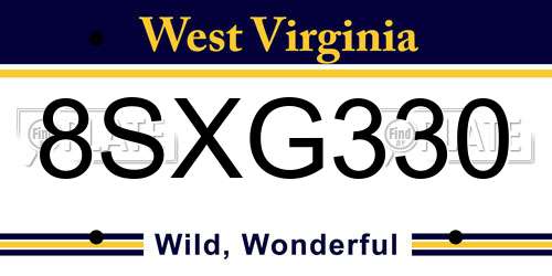 8SXG330 West Virginia License Plate