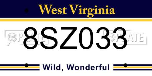 8SZ033 West Virginia License Plate