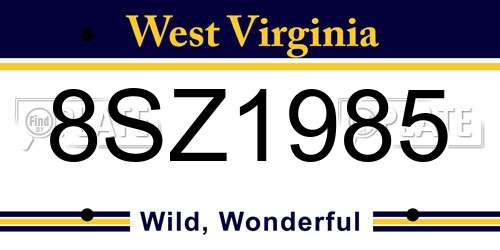 8SZ1985 West Virginia License Plate