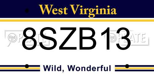 8SZB13 West Virginia License Plate