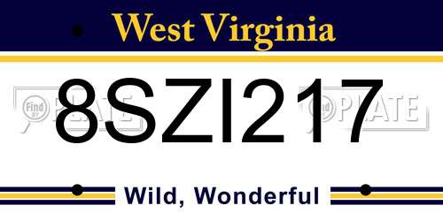 8SZI217 West Virginia License Plate
