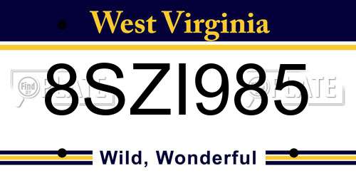 8SZI985 West Virginia License Plate