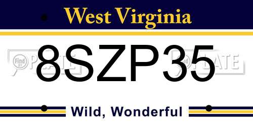 8SZP35 West Virginia License Plate