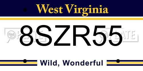 8SZR55 West Virginia License Plate