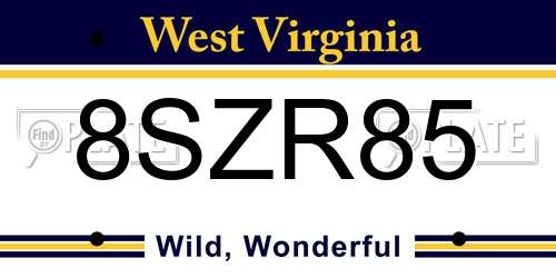 8SZR85 West Virginia License Plate