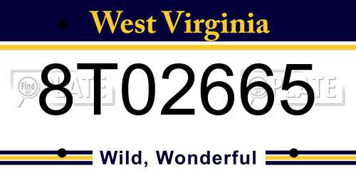 8T02665 West Virginia License Plate