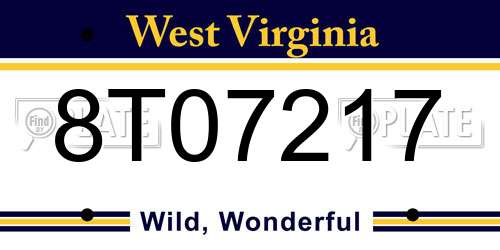 8T07217 West Virginia License Plate