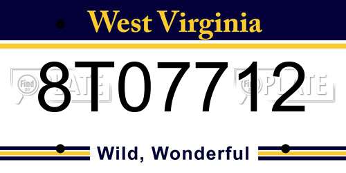 8T07712 West Virginia License Plate