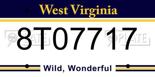 8T07717 West Virginia License Plate