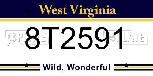 8T2591 West Virginia License Plate