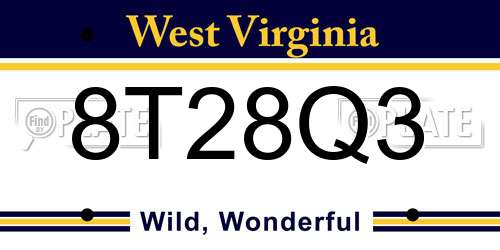 8T28Q3 West Virginia License Plate