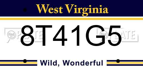 8T41G5 West Virginia License Plate