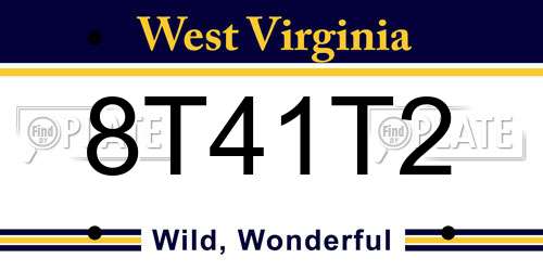 8T41T2 West Virginia License Plate