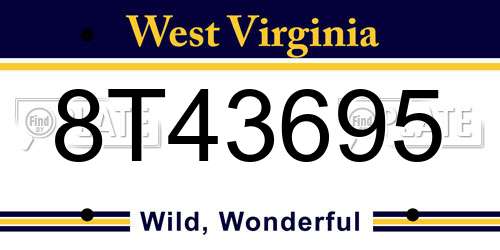 8T43695 West Virginia License Plate