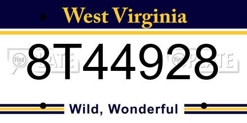 8T44928 West Virginia License Plate