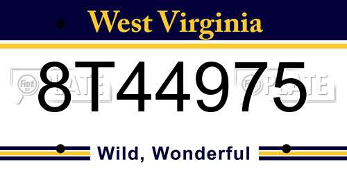 8T44975 West Virginia License Plate