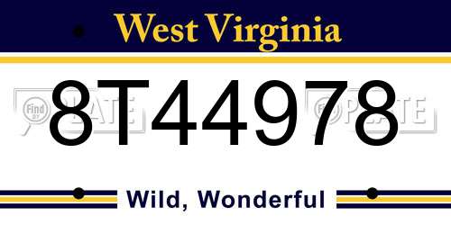 8T44978 West Virginia License Plate