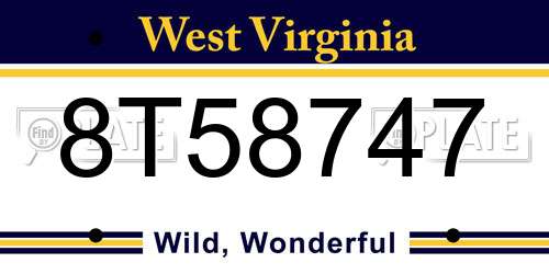 8T58747 West Virginia License Plate