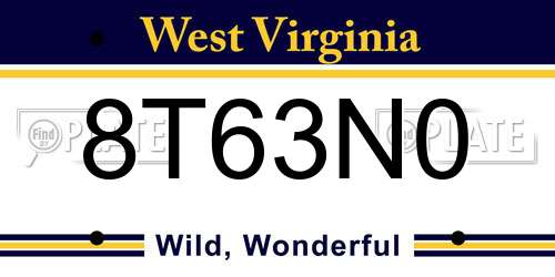 8T63N0 West Virginia License Plate