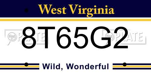 8T65G2 West Virginia License Plate