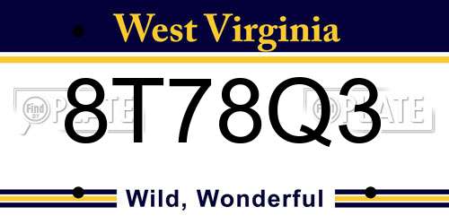 8T78Q3 West Virginia License Plate