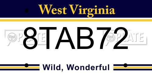 8TAB72 West Virginia License Plate