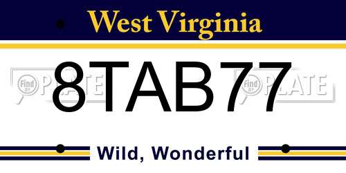 8TAB77 West Virginia License Plate