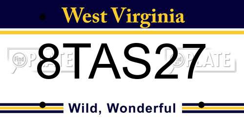8TAS27 West Virginia License Plate