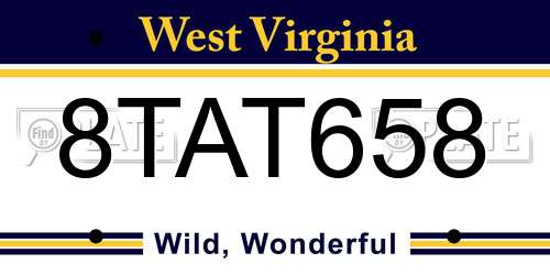 8TAT658 West Virginia License Plate