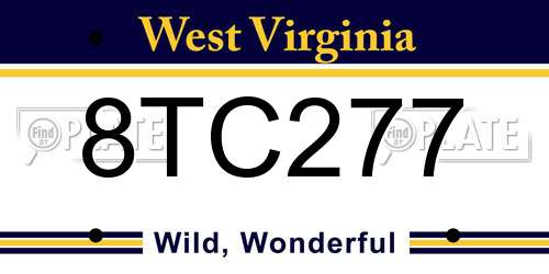 8TC277 West Virginia License Plate
