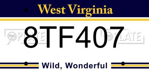 8TF407 West Virginia License Plate