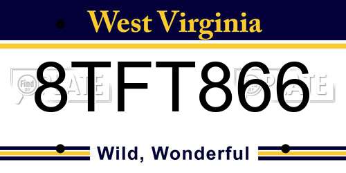 8TFT866 West Virginia License Plate
