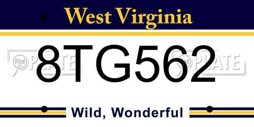 8TG562 West Virginia License Plate