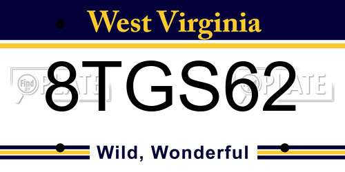 8TGS62 West Virginia License Plate